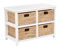 White 2-Tier 4-Drawer Storage Tower with Wood Frame and Baskets K7415