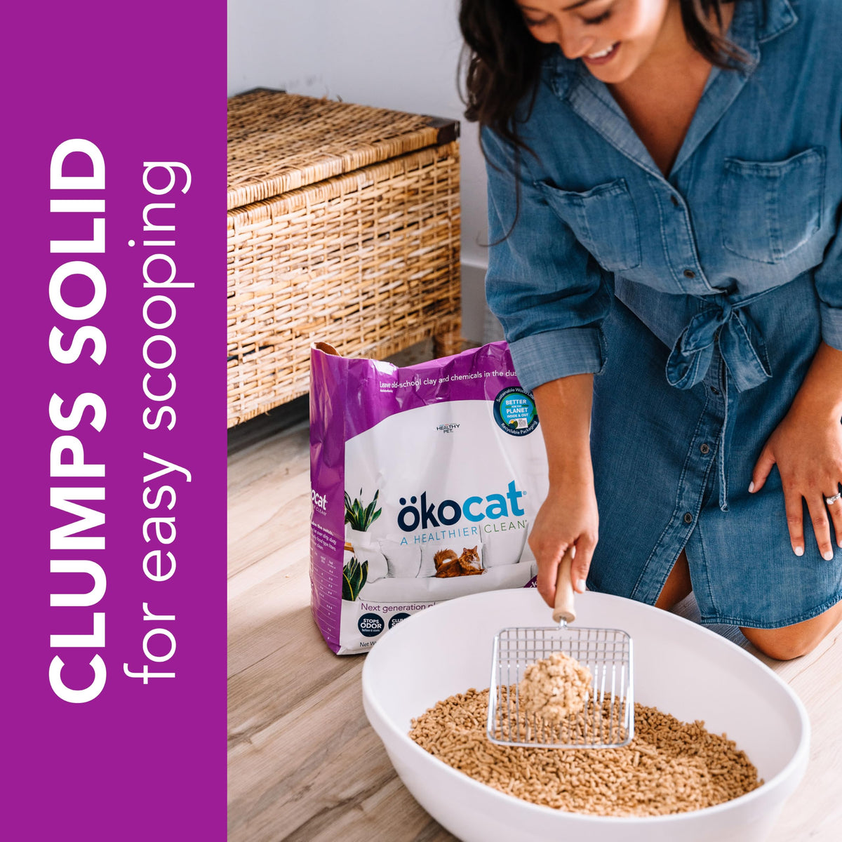 Unscented Wood Clumping Cat Litter Mini-Pellets 18.6 pounds J688