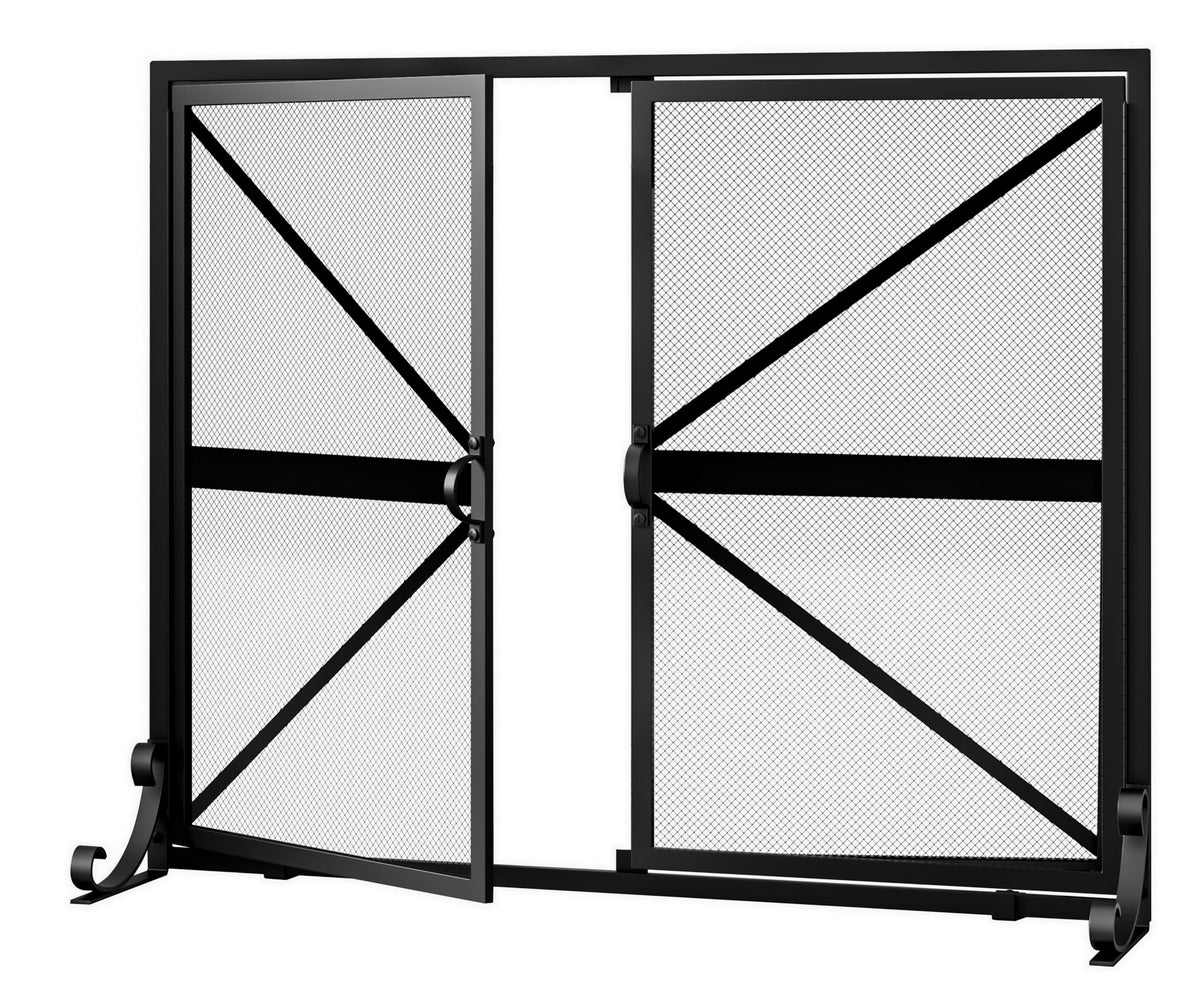 Wrought Iron Fireplace Screen with Doors U97688