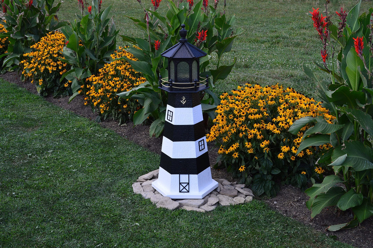 Amish-Made 48" Tall Outdoor Lighthouse with Solar LED Light Z9803