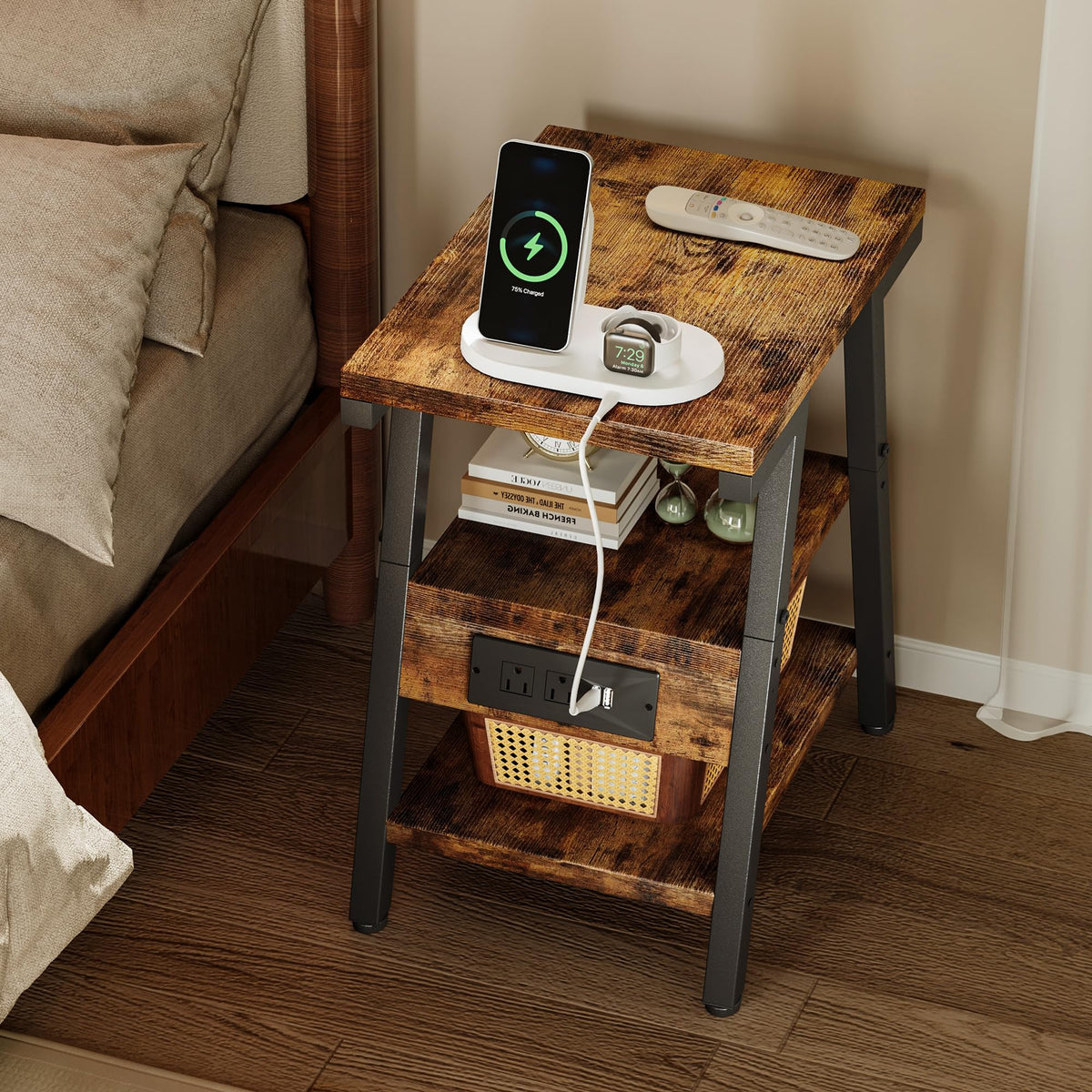 3-Tier Side Table with Charging Station T9429