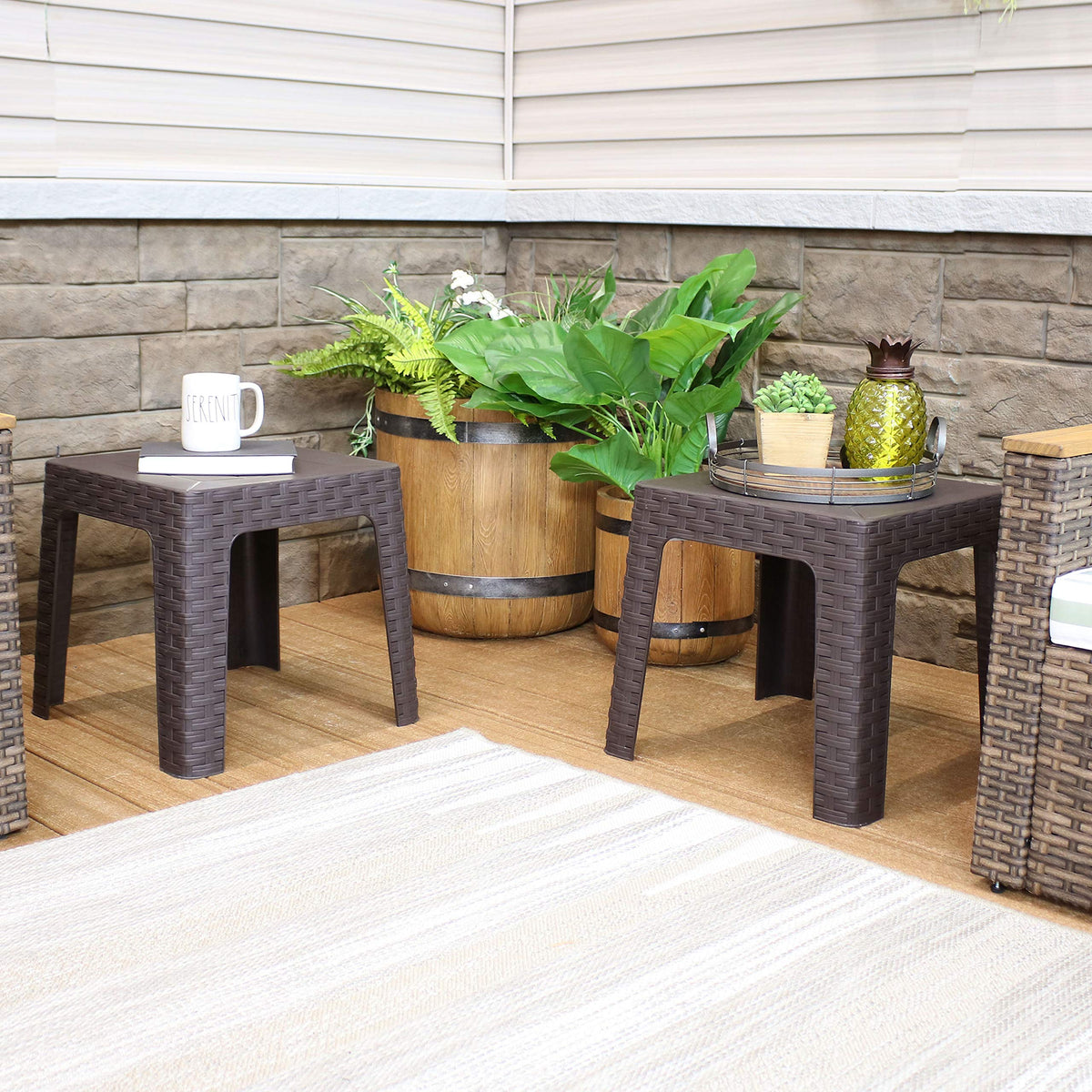 Brown Plastic Side Table Set of 2 Z873