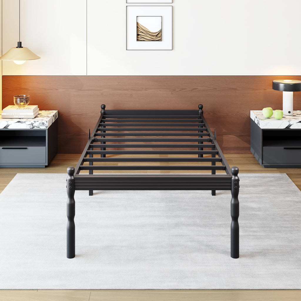 Twin XL Size 18" Black Metal Bed Frame with Storage B858