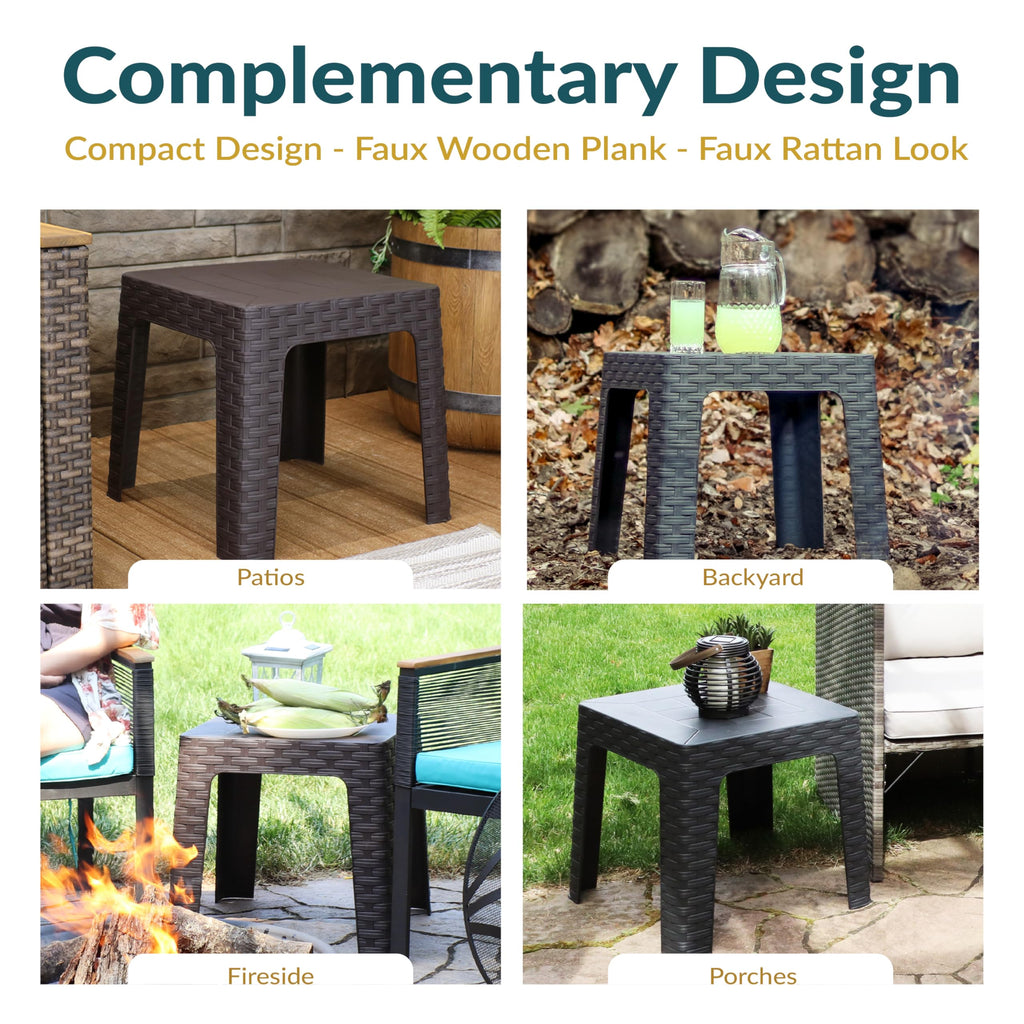 Brown Plastic Side Table Set of 2 Z873