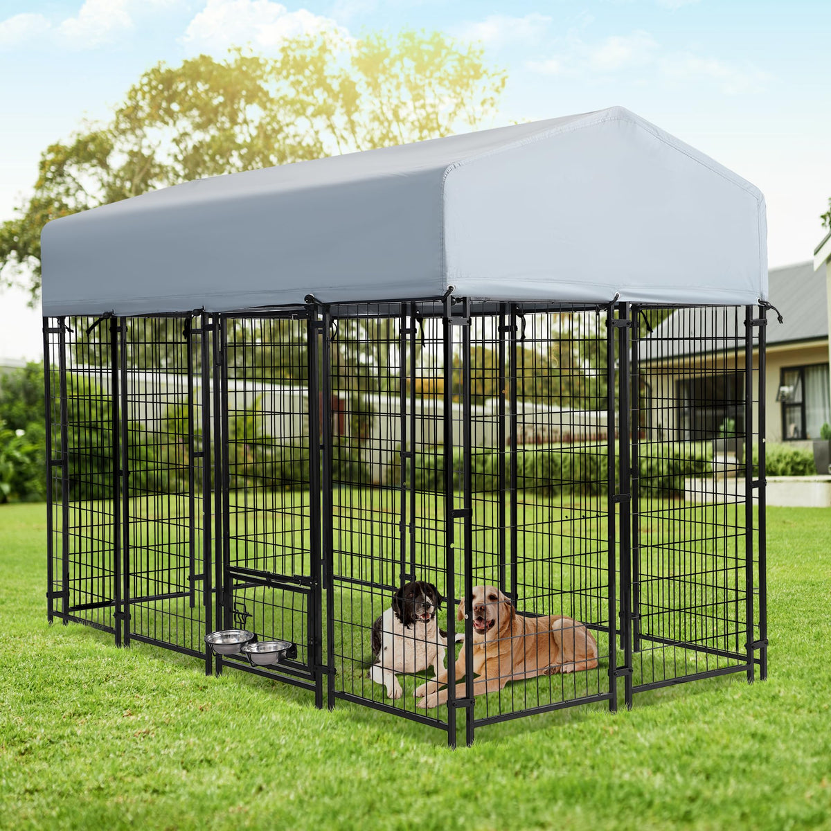 Outdoor Dog Kennel 8x4x5.7 FT Heavy Duty Steel Dog Playpen B1750