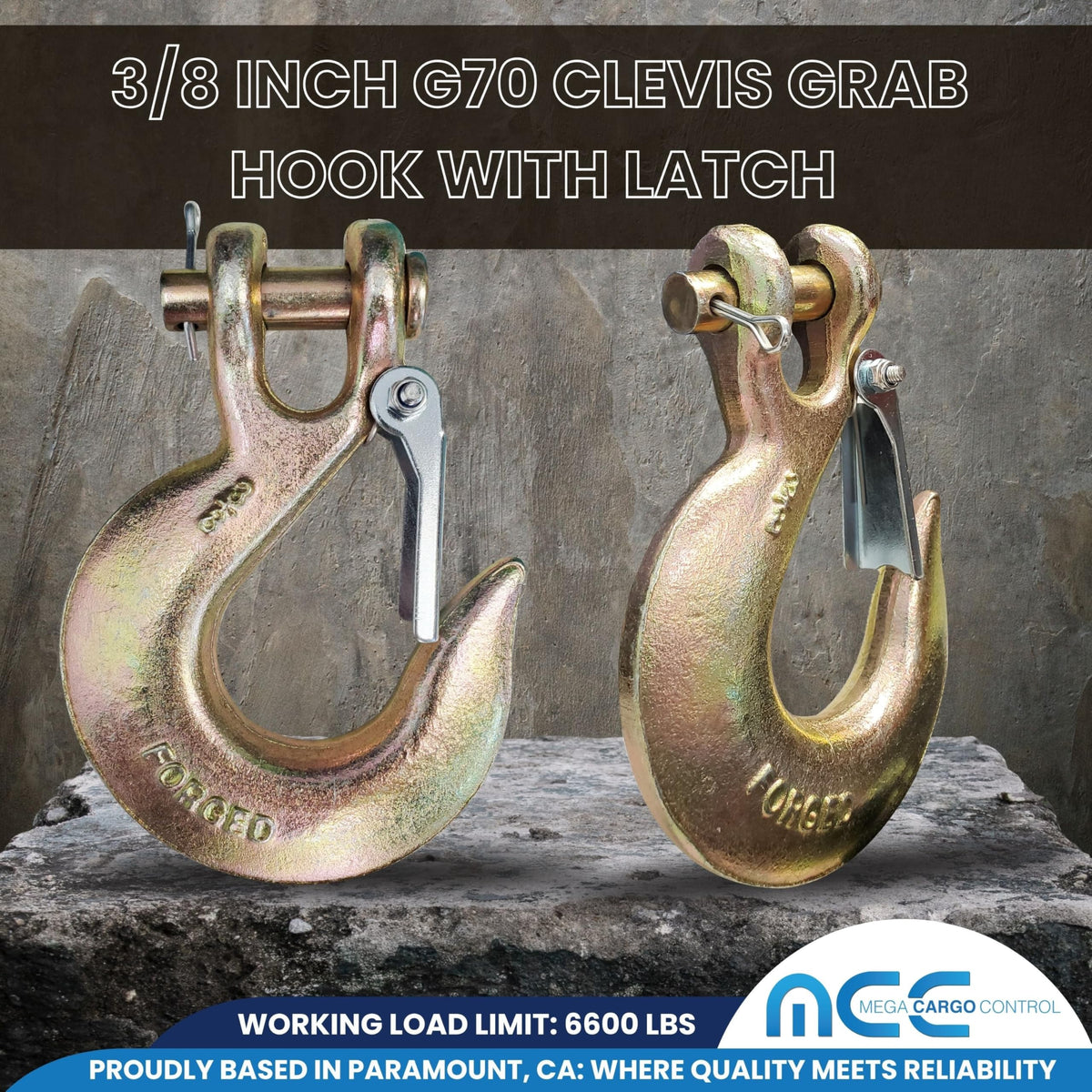G70 Forged Slip Hooks 3/8" Clevis 6,600 Lbs WLL V966482