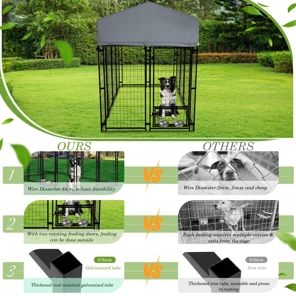 Outdoor Dog Kennel 8x4x5.7 FT Heavy Duty Steel Dog Playpen B1750