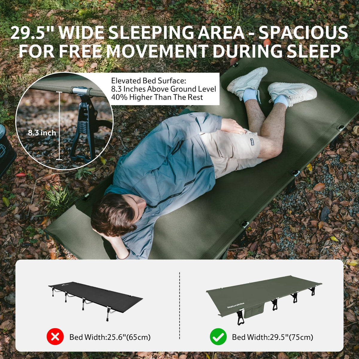 Extra Wide Folding Lightweight Camping Cot Bed Z94036