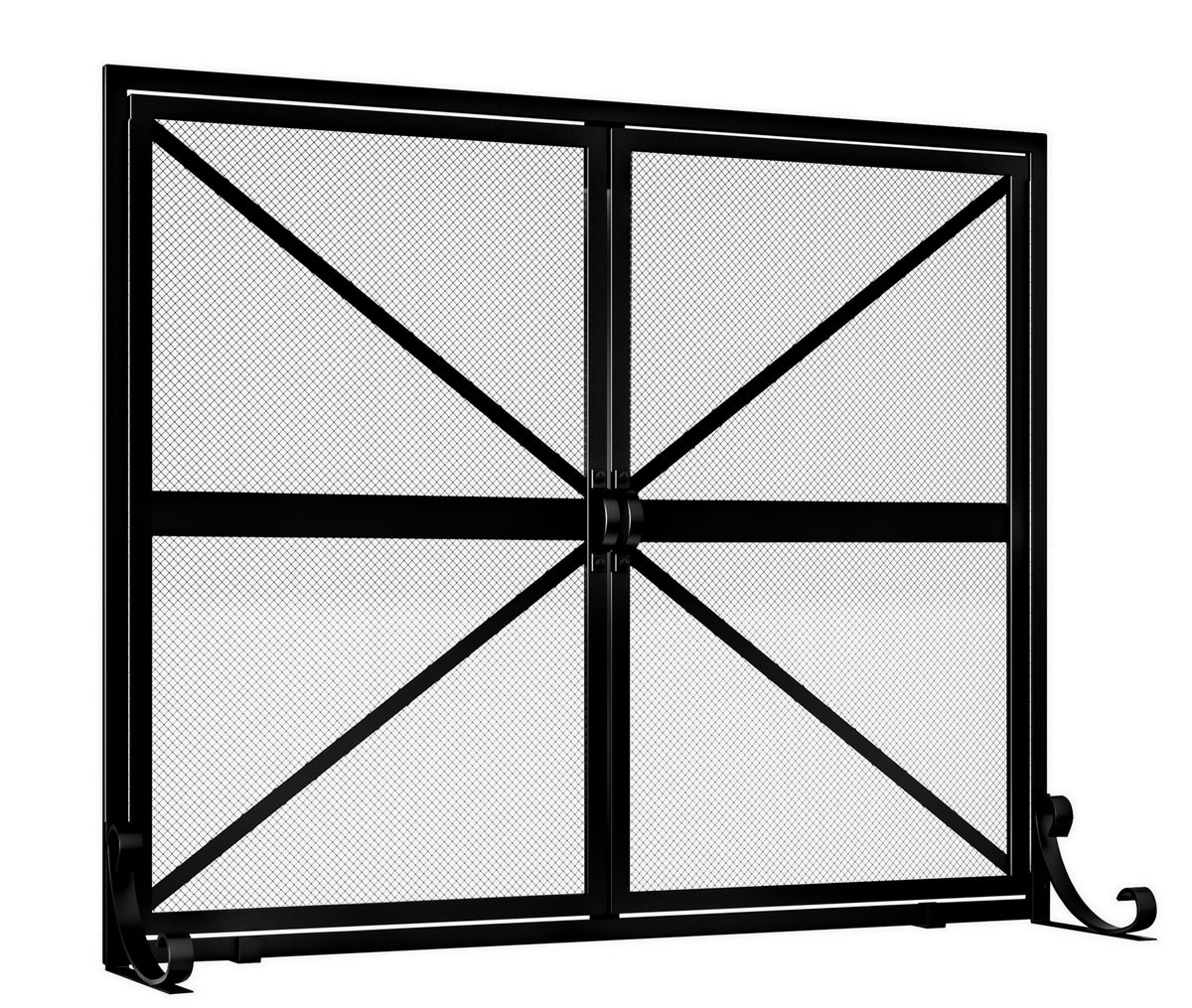 Wrought Iron Fireplace Screen with Doors U97688