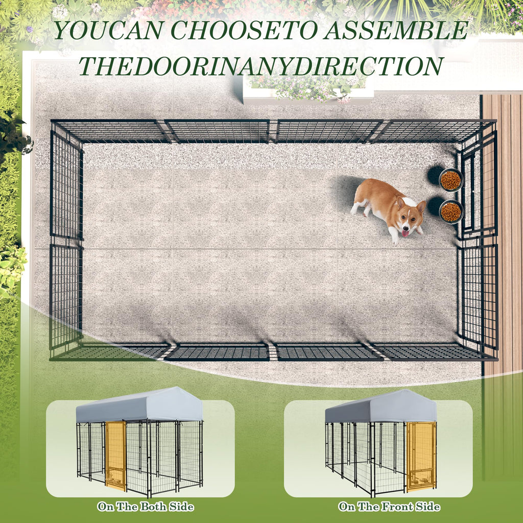 Outdoor Dog Kennel 8x4x5.7 FT Heavy Duty Steel Dog Playpen B1750