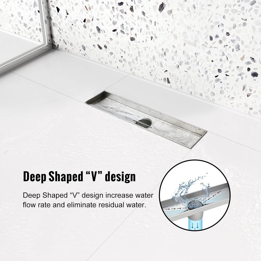 24 inch Brushed Stainless Steel Linear Shower Drain, Pack of 2 F3610