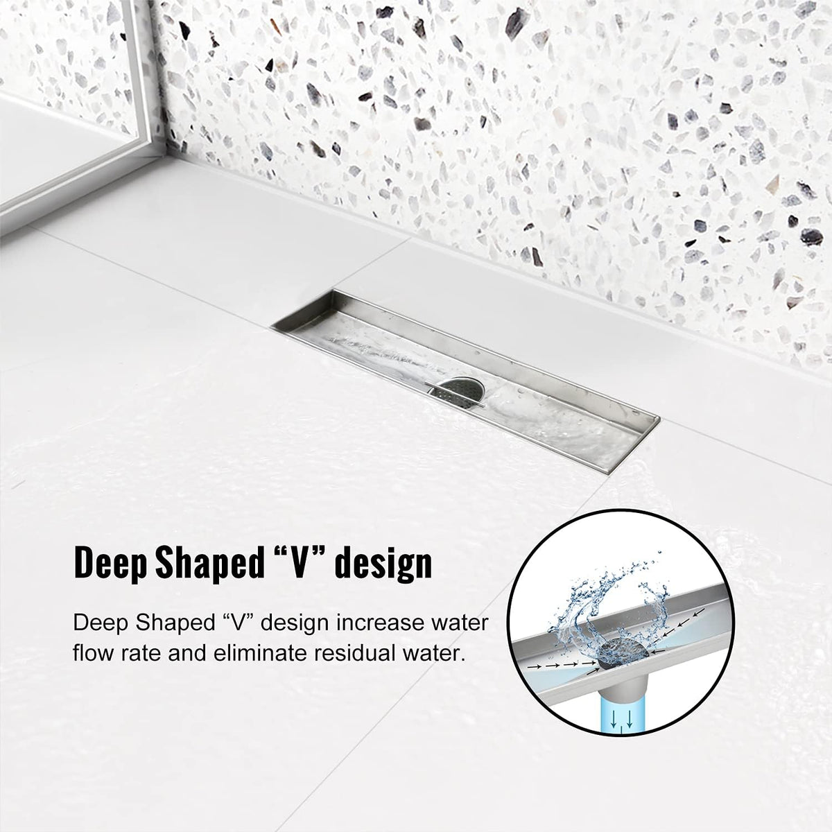 24 inch Brushed Stainless Steel Linear Shower Drain, Pack of 2 F3610