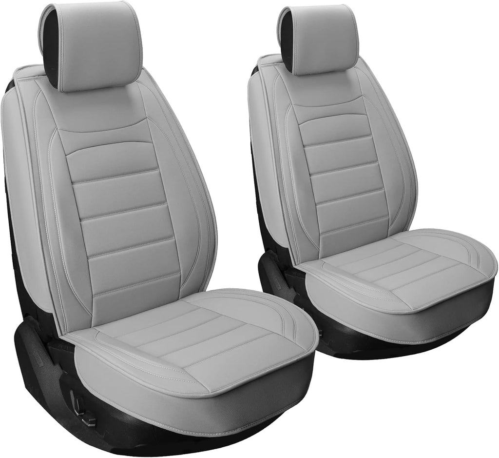 Gray 2Pcs Waterproof Leather Car Seat Covers M58946