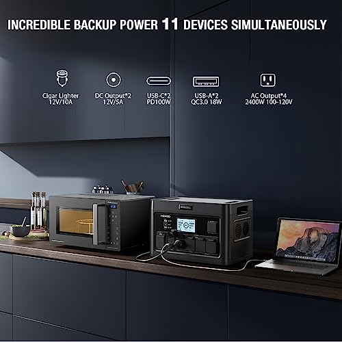 2400W Portable Power Station with 2 * 100W Solar Panel, 1843Wh LiFePO4 Battery with 11 Outlets H257723