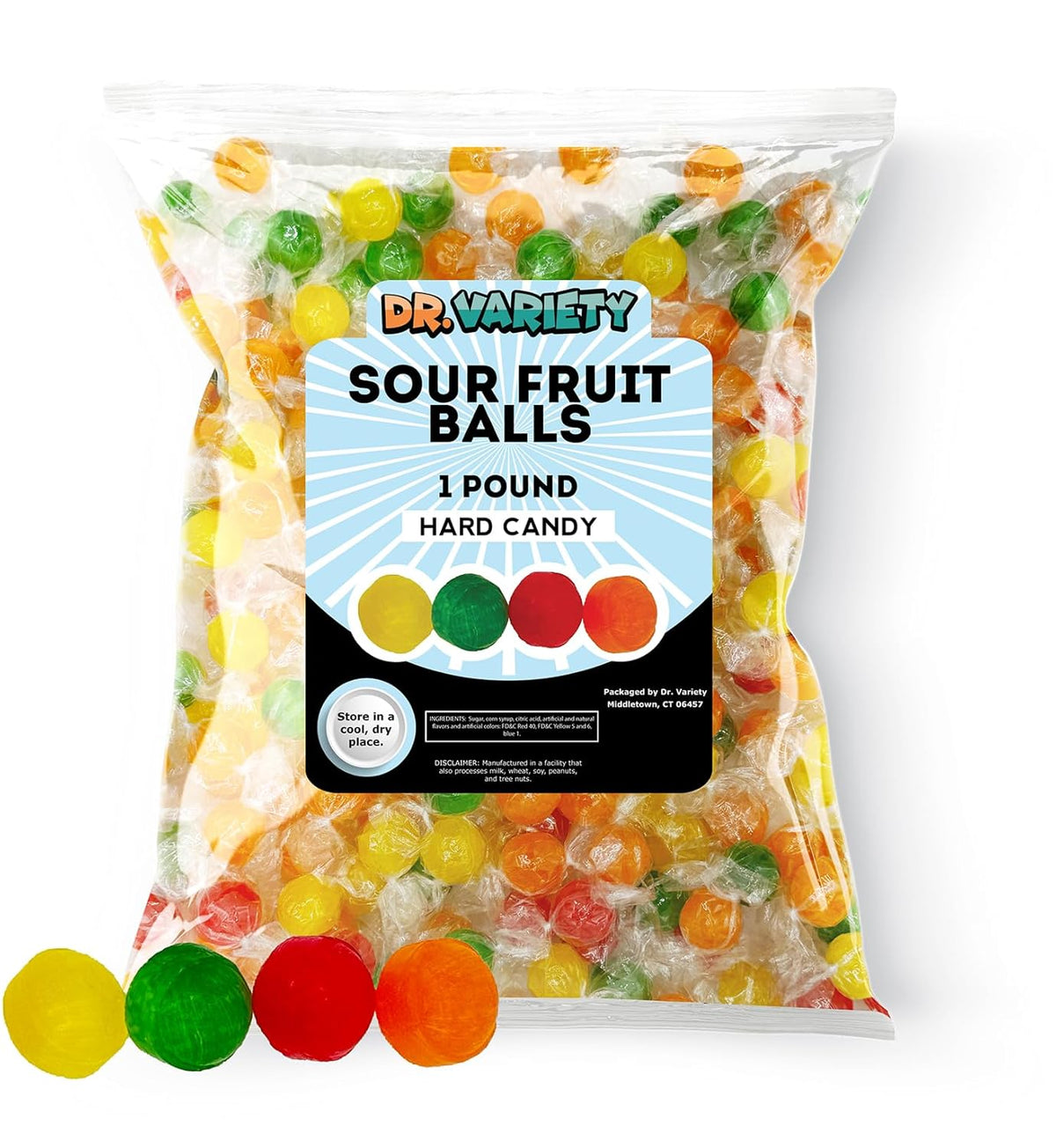 Assorted Fruit Sour Balls Hard Candy (1lb) N388