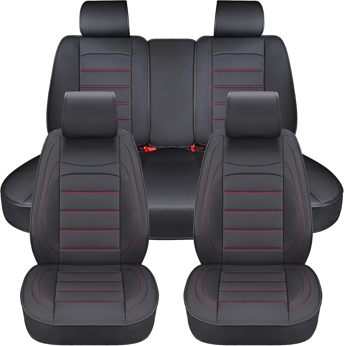 Gray 2Pcs Waterproof Leather Car Seat Covers M58946