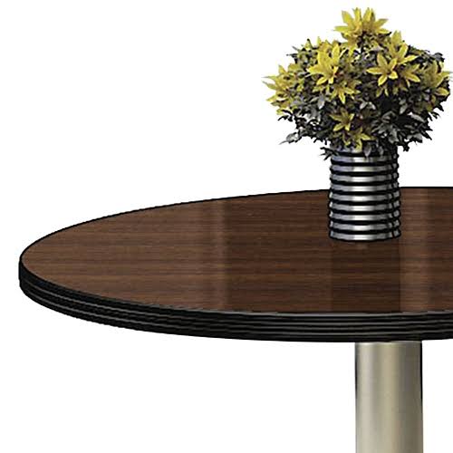 Round Barista Cafe Height Table Black Laminate Top Silver Base W61399