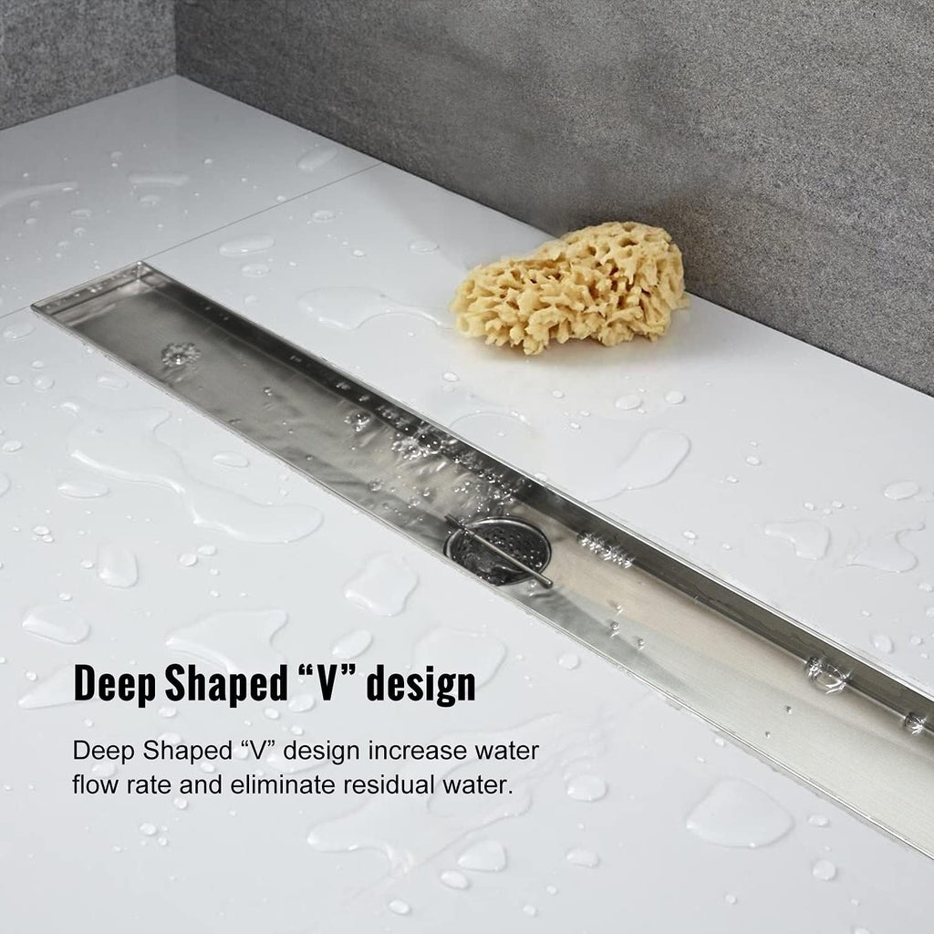 24 inch Brushed Stainless Steel Linear Shower Drain, Pack of 2 F3610