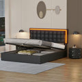 Queen Size Upholstered Bed with LED Headboard and 2 Nightstand V117