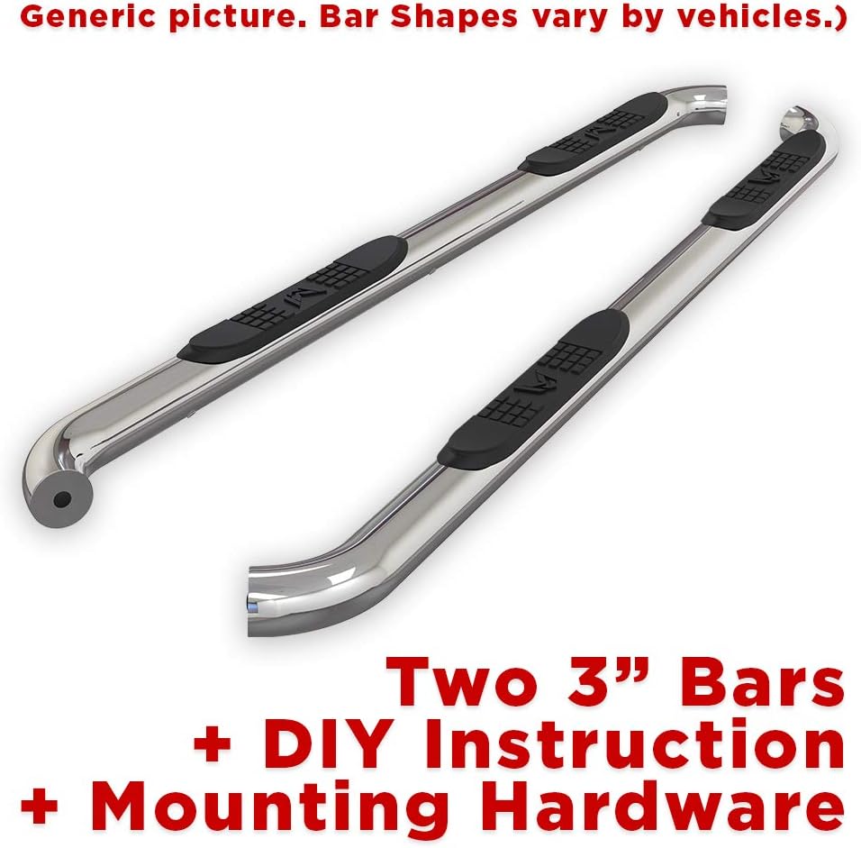 Stainless Steel 3 Side Step Rails Nerf Bars Running Boards (2pcs) W808