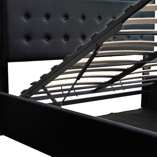 Queen Size Upholstered Bed with LED Headboard and 2 Nightstand V117