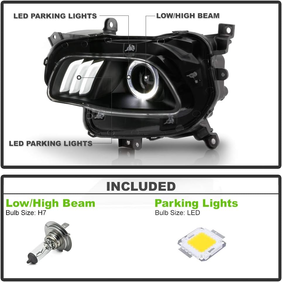 2014-2018 Jeep Cherokee Black Housing Projector Headlights Assembly H7581