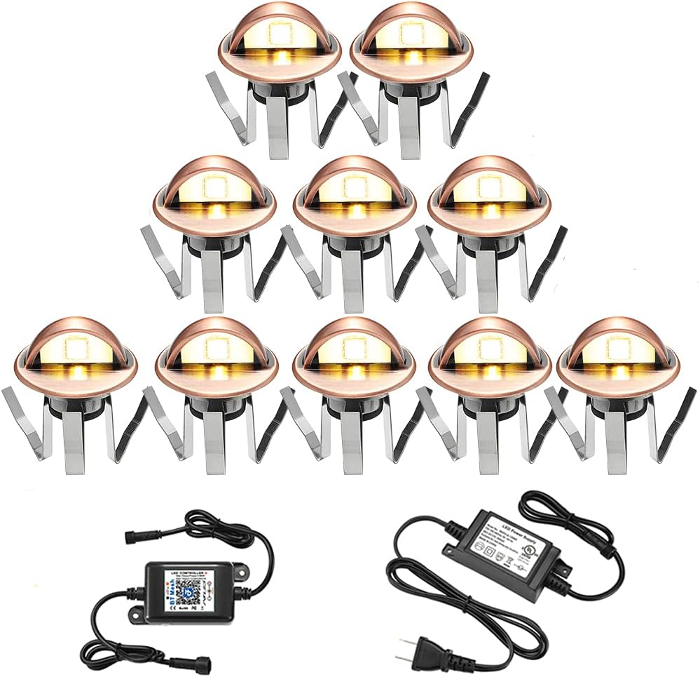 10 Pack Warm White Waterproof Low Voltage LED Deck Light Kit U21941