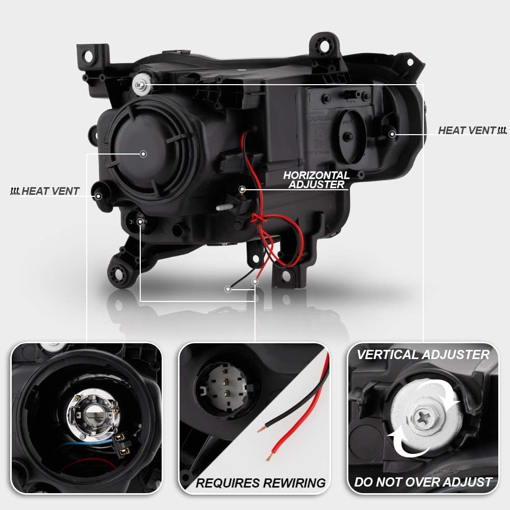 2014-2018 Jeep Cherokee Black Housing Projector Headlights Assembly H7581