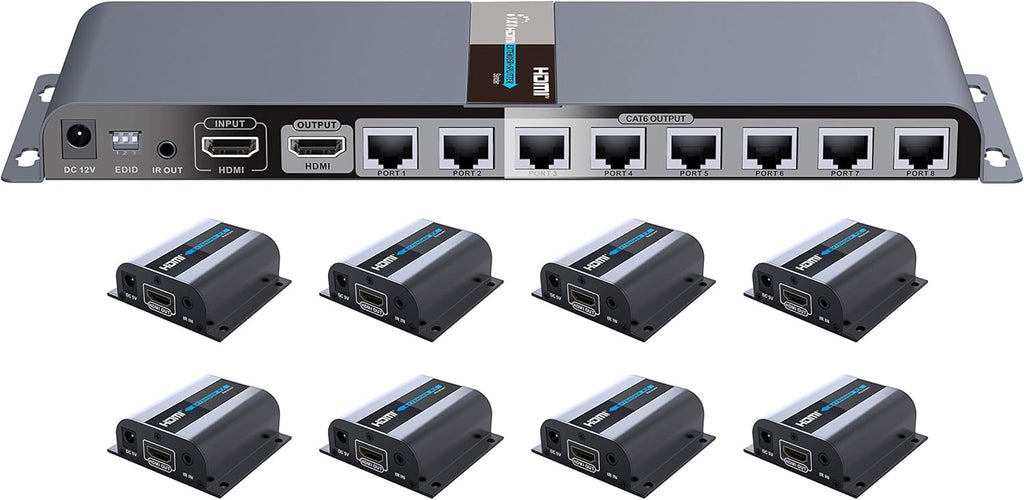 1080P 1x4 HDMI Splitter Over Cat6 Extender with IR, Up to 40M Or 131 Ft U4659