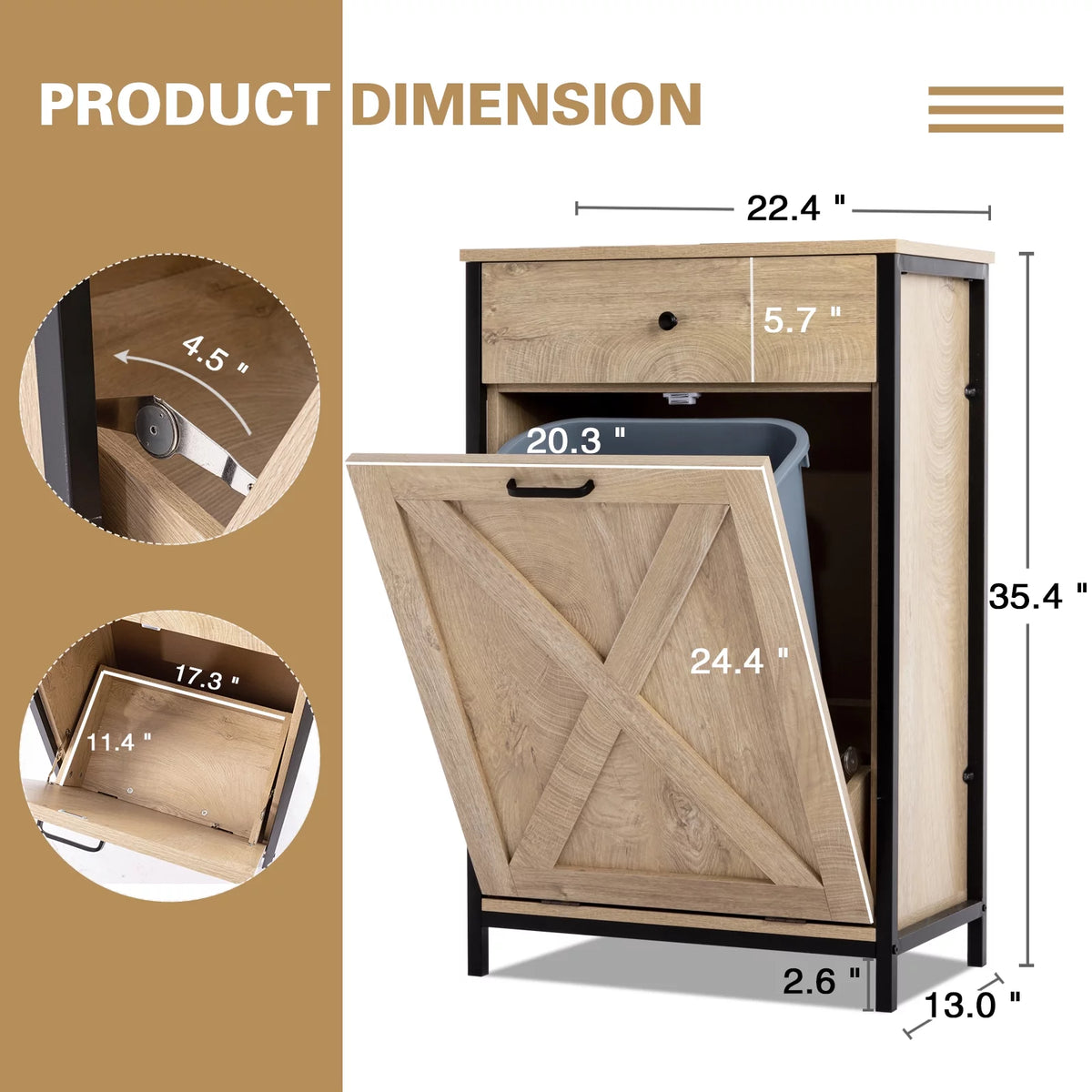 10 Gallon Tilt Out Trash Cabinet Wood Kitchen Island Storage I6155