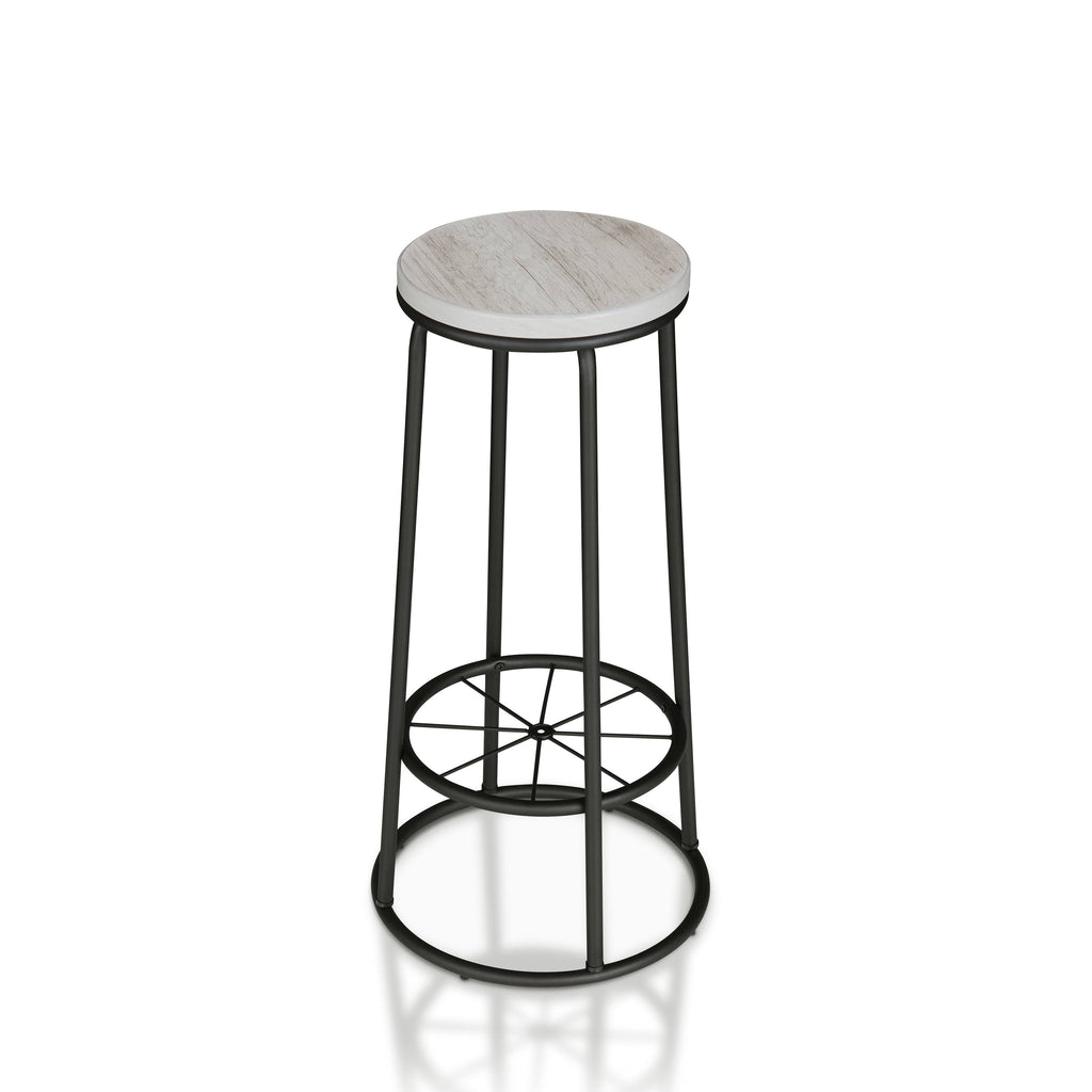 Rustic Metal Barstools Set of 2 Coastal White A3496