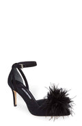 Black Leather Ankle Strap Pump C1947