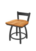 18x22 Low Back Swivel Vanity Stool with Pewter Finish and Medium Maple Seat Z9111