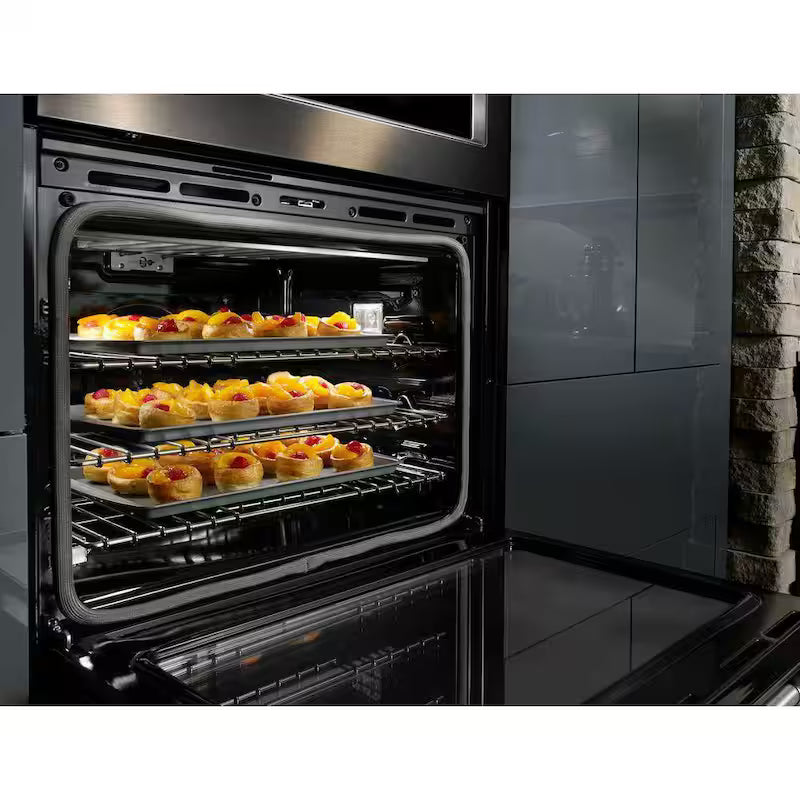 Black Stainless Electric Convection Wall Oven with Microwave G646