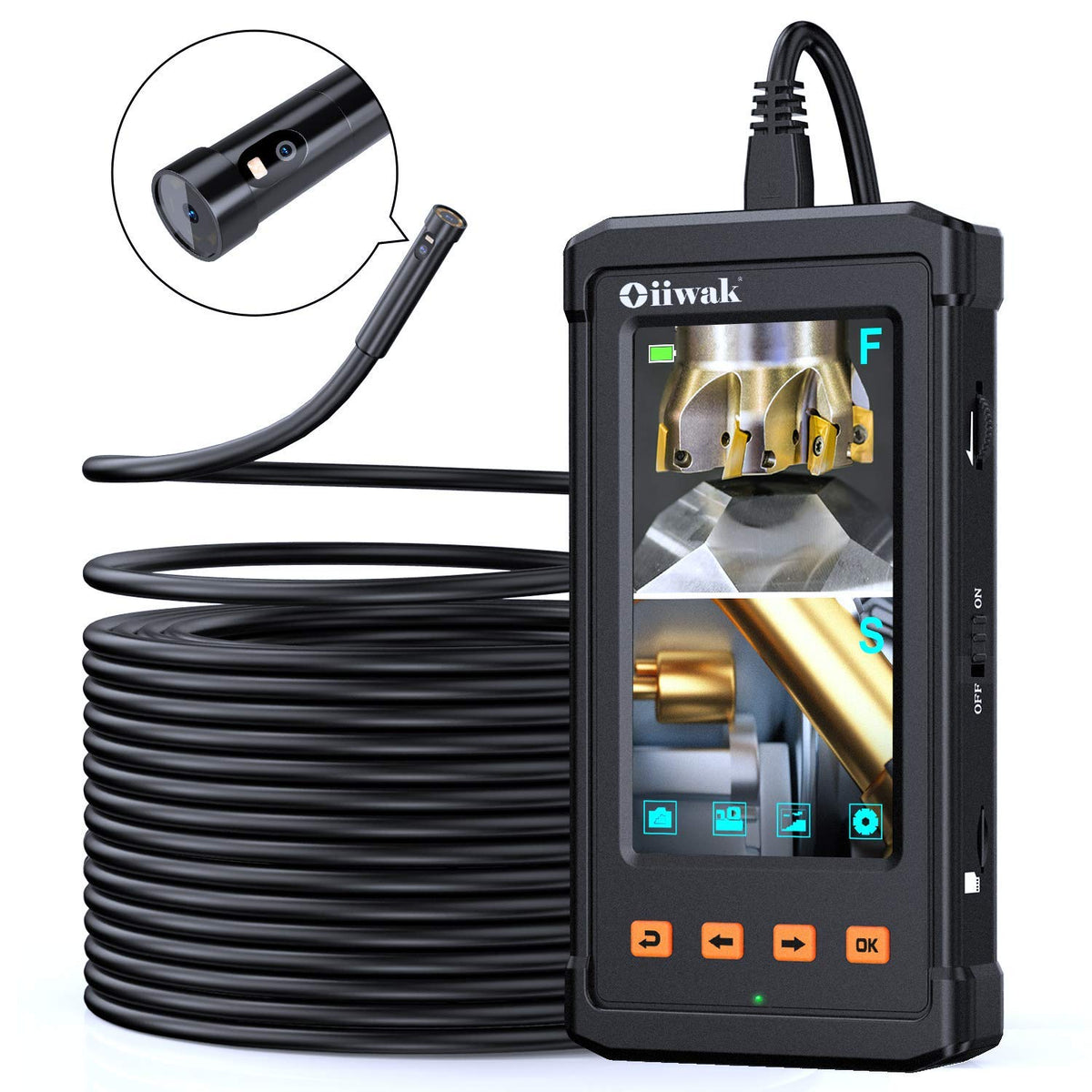 50FT Dual Lens Borescope Camera with 7 Light, IP68 Waterproof V927